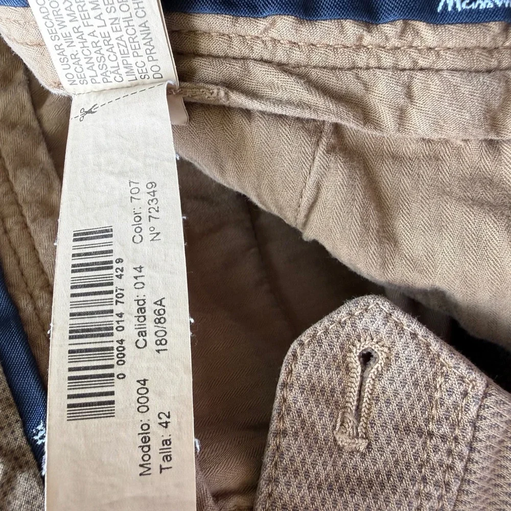 Massimo Dutti Casual Fit Textured Cotton Blend Chino Pants Tan 32x30 - Picture 12 of 15
